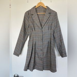 Plaid Button Down Blazer Dress